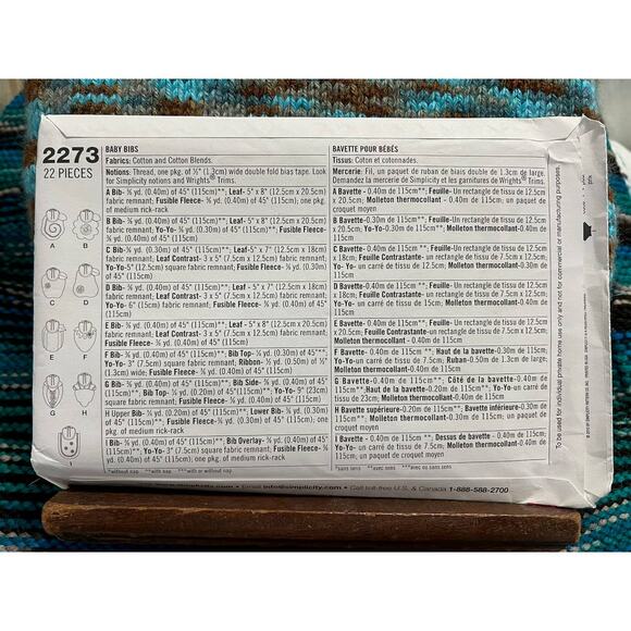 Simplicity Sewing pattern 2273 baby novelty bib pattern fruit veggies - Picture 3 of 5